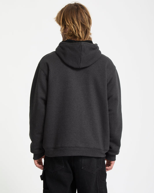 Single Stone Sherpa Lined Zip Hoodie - Heather Black